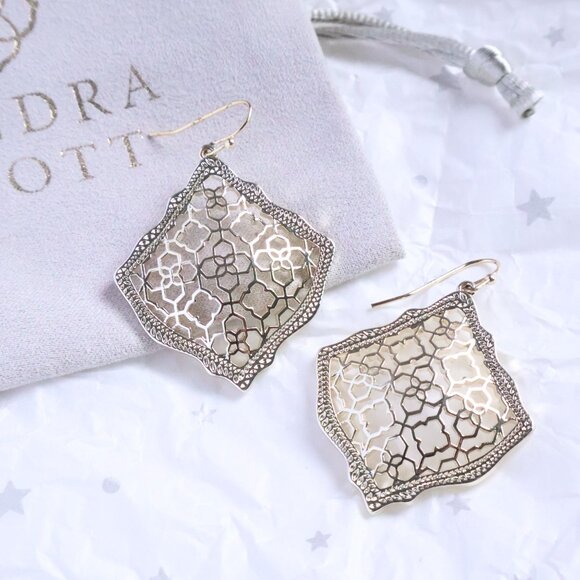 Kendra Scott Gold Drop Earrings 🌼 Filigree - Picture 2 of 2